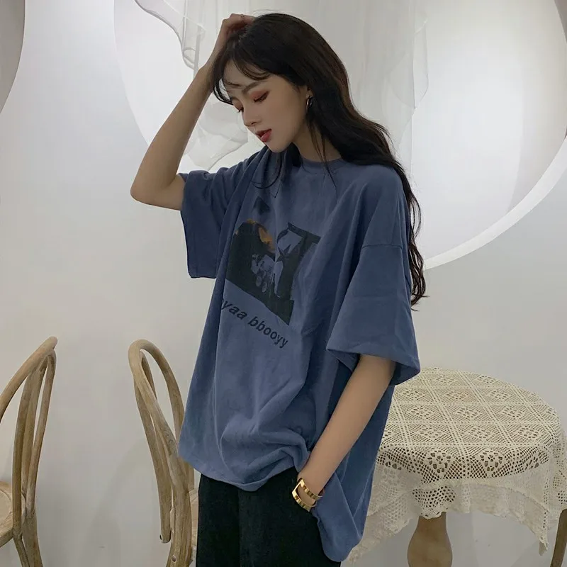Женская футболка в стиле Харадзюку простая модная свободная мягкая уличная