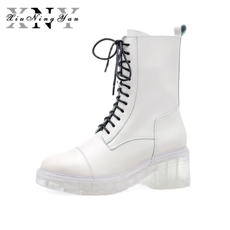 

Женские ботинки Xiuningyan, женские ботинки мартинсы, винтажные кожаные ботинки на квадратном каблуке, на молнии, обувь для досуга, женская обувь