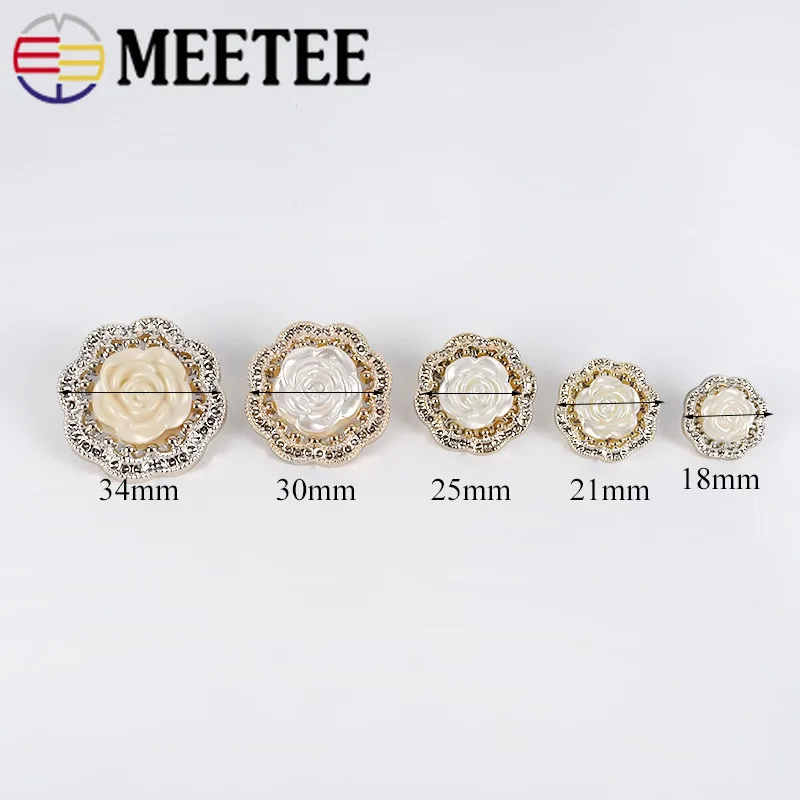 Meetee 20pcs 18-34mm High-grade Resin Button Round Rose Pearl Shank DIY Coat Decorative Buckle Garment Sewing Accessories | Дом и сад