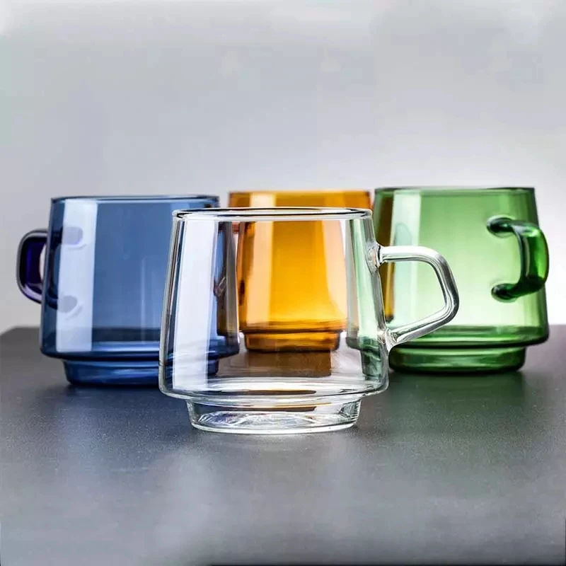 300 мл стеклянная чашка с двойными стенками кофейная кружка цветная термостойкая