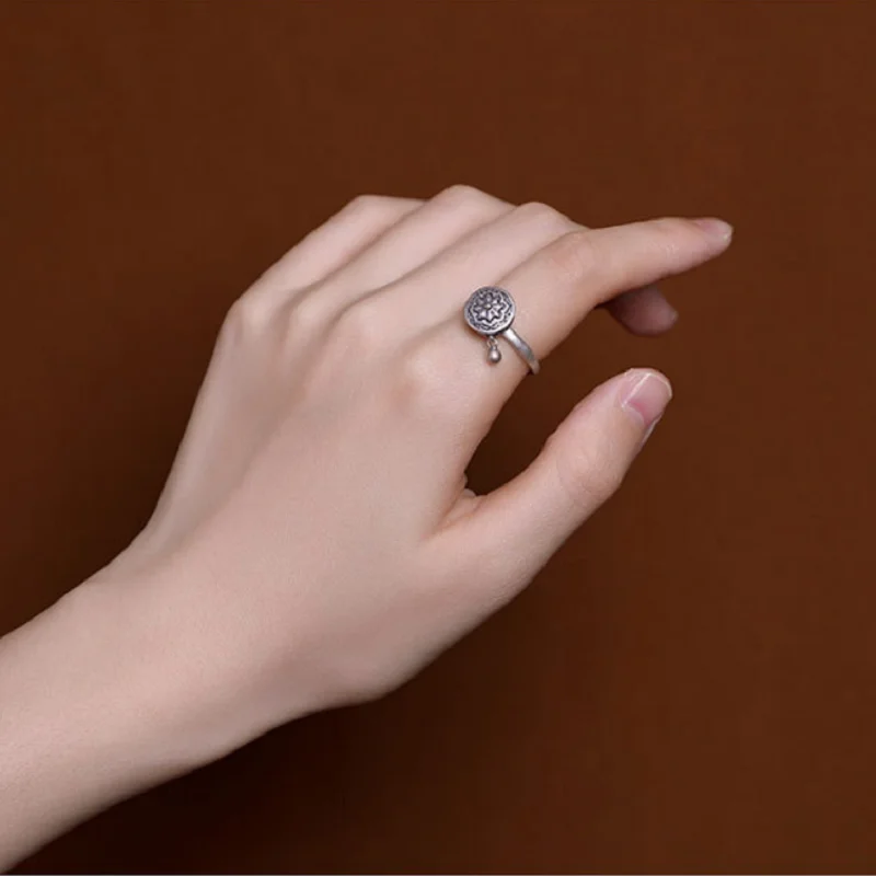 Буддийское кольцо из серебра S925 пробы Женское настоящего удачи чистого