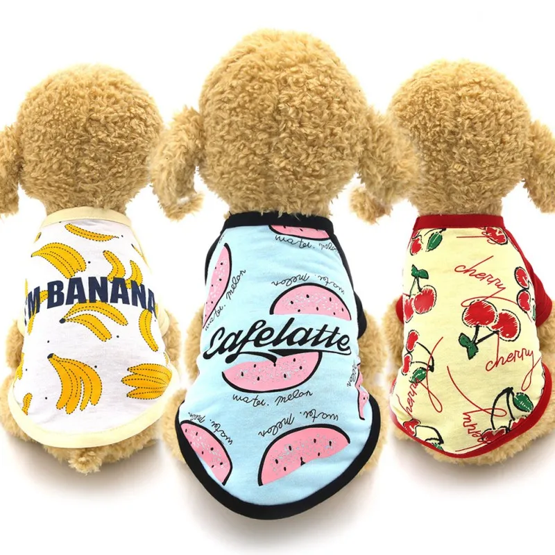 

Cute Printed Pet Cat Vest Cotton T Shirt Summer Pets T-shirt Dog Clothes Pug Apparel Costumes Dog Clothes For Small Dogs