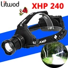 Налобный светодиодный водонепроницаемый фонарь с аккумулятором 18650 лм и зумом