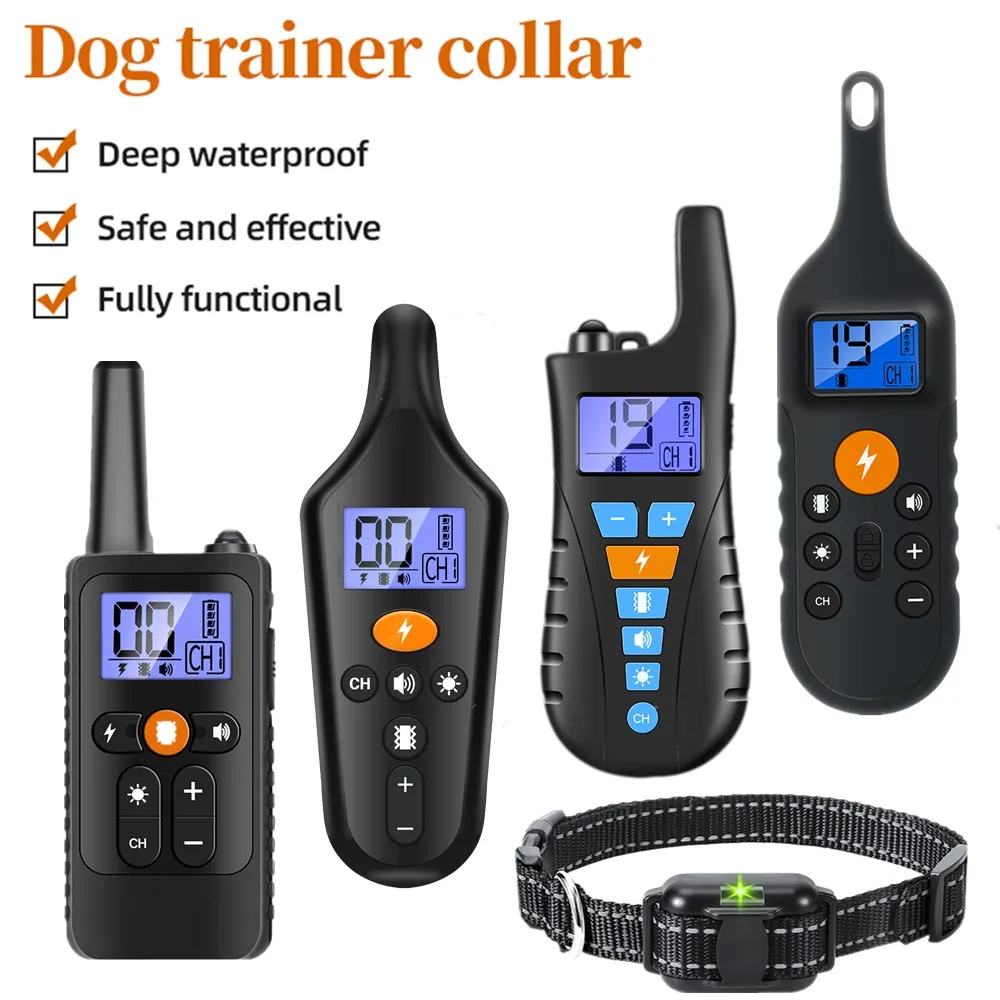 

800M Electric Dog Training Collar Waterproof Remote Control Device Rechargeable Shock Collar with LCD Light Mode 40%OFF