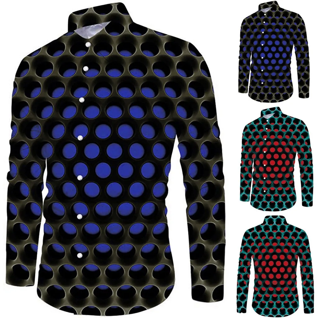 Мужская Новая осенняя и зимняя модная деловая рубашка с длинным рукавом 3D