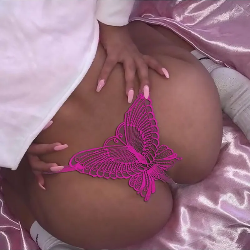 

Puimentiua Women's Underwear Embroidery See Through Butterfly Sexy Lingerie Femme Women G-string Sexy Hollow Out Panties Ladies