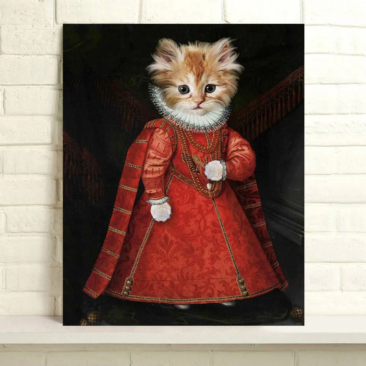 

Hand-painted Animals Oil Painting Home Decor Wall Art on Canvas Elizabethan Kitten 24x30inch Canvas Wall Art