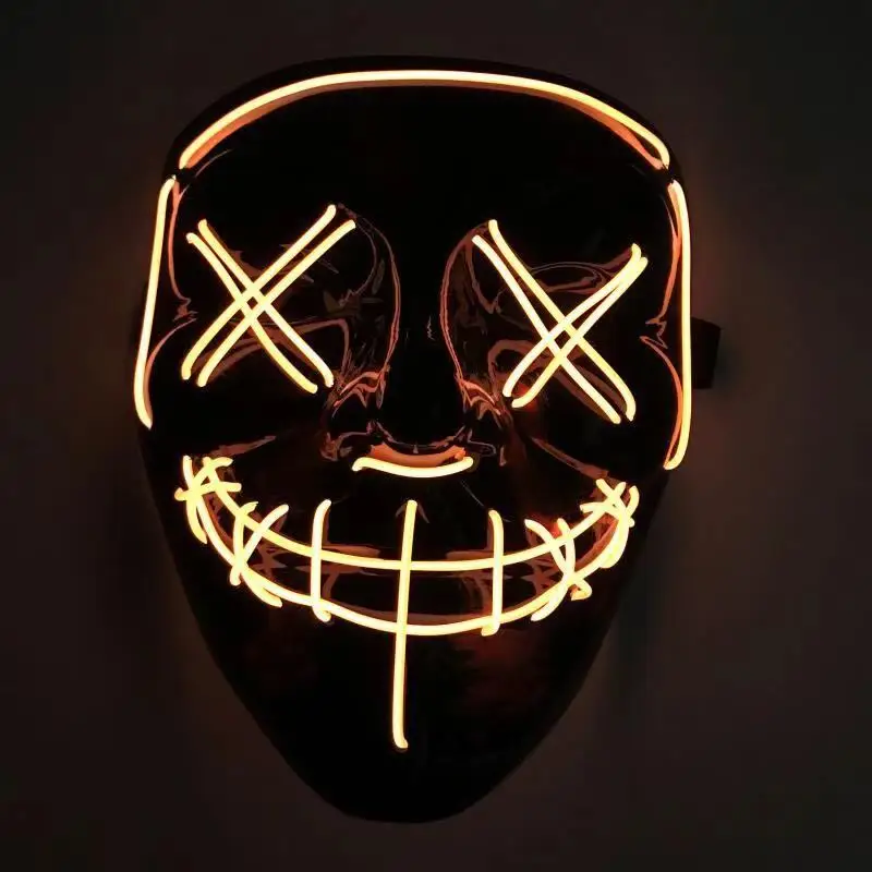 Halloween Mask 10 colors EL Wire Flashing Cosplay LED neon Costume Anonymous for Glowing Dance Carnival Party Masks | Дом и сад