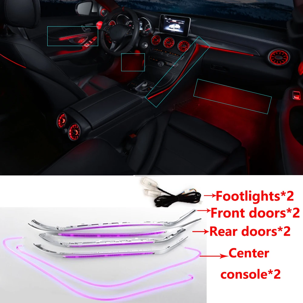 

Advanced ambient light doors led strip footlight neon light footwell 64 colors RGB atmosphere light For Benz w205 x253 2014-2021