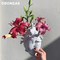 nordic simulation anatomical heart shape flower vase heartbeat resin flower pot art vases sculpture desktop plant pot home decor