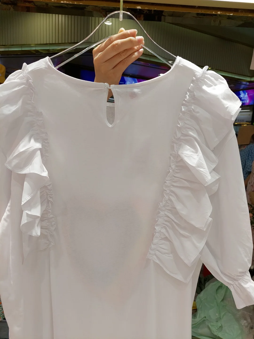 

2021 Summer Ladies Korean Sweet Lotus Leaf Heart Printing Above Knee Dress Women Fashion Sweet Loose White Casual T-shirt Dress