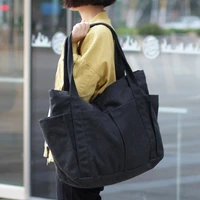 canvas multi pockets zipper handbag for student school teacher fabric leisure shoulder bag for teenager big jumbo diaper bag