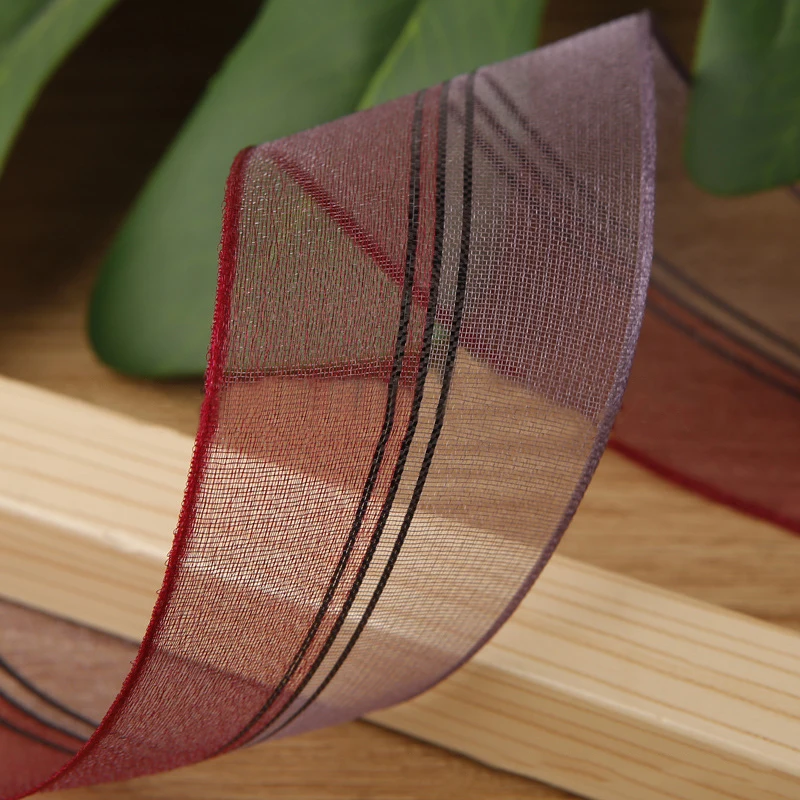 5 yards Embroidery Lines Double-color Organza Satin Ribbon DIY Hair Bow Crafts Gift Bouquet Wrapping Supplies Sewing Accessories | Дом и сад