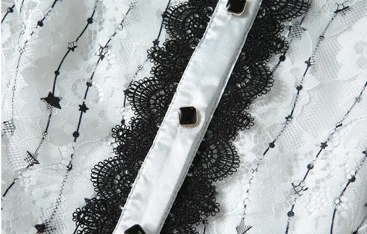 

High Quality Short Sleeve Turn-down Collar Lace Shirt Dresses Women European Style Office Work Dress New 2020 Summer