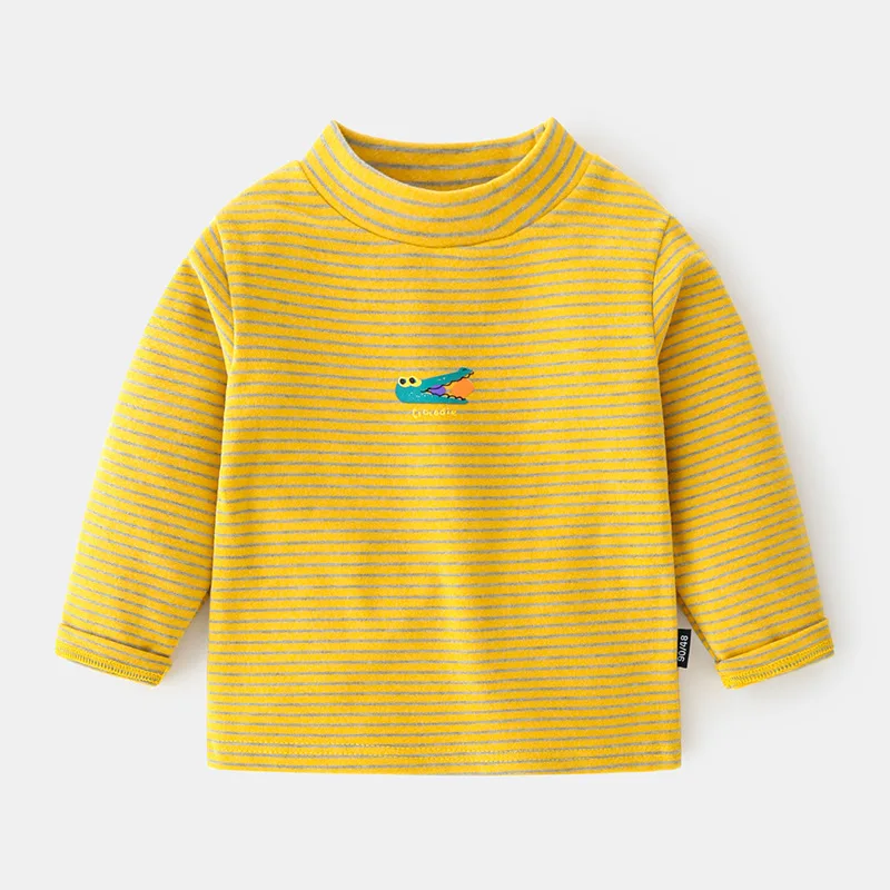 Новинка Осень зима футболка для маленьких мальчиков полосатые топы хлопковая с