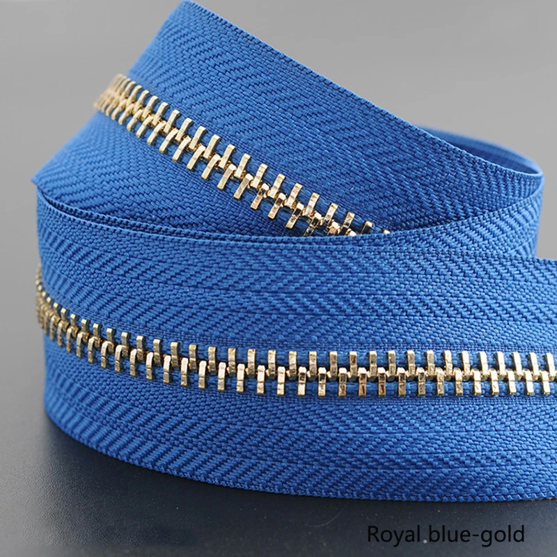 royal blue gold 1/3 ярд Meetee 5# Металлические молнии Открытый портной одежды сумки для дома швейные изделия для одежды пальто одежда молния ремонт аксессуар - Цвет: royal blue gold