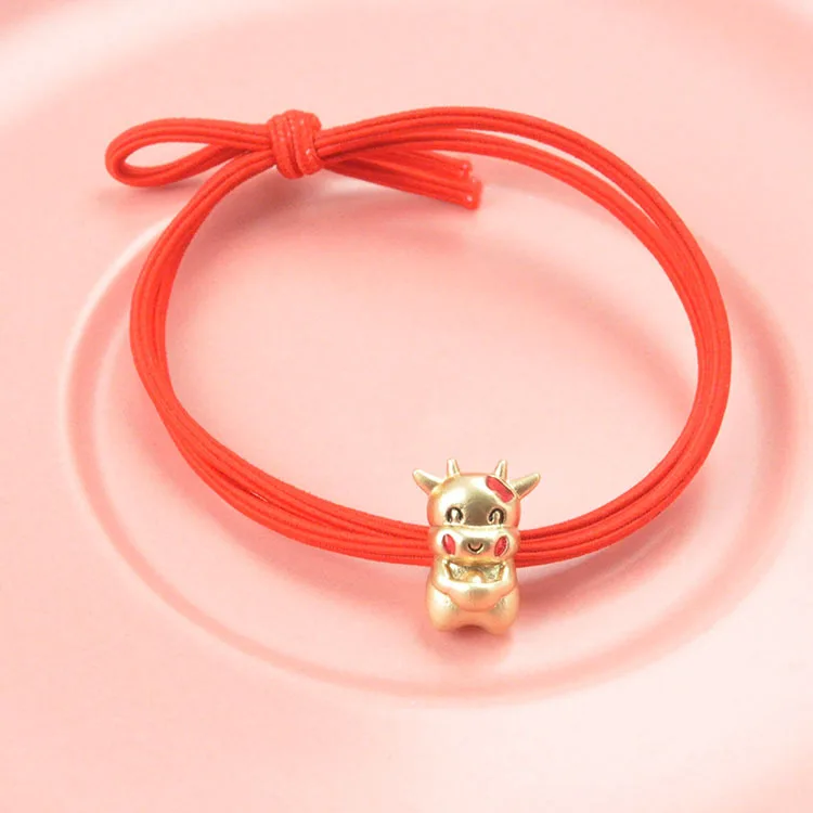 

Women Fashion Chinese Zodiac Red Hair Circle Dual Purpose Alloy Calf Accessories Headband Laides Hair Band B056