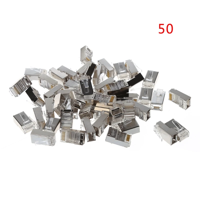 50/100 шт CAT5 RJ45 8-Pin экранированный модульный разъем кабеля Ethernet сетевой кабель