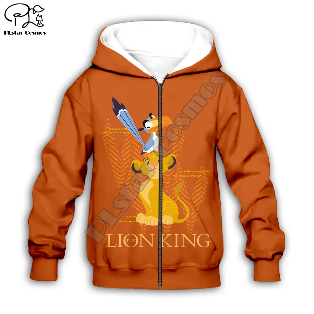 Simba толстовка с капюшоном и 3D-принтом «Король Лев» для маленьких детей, толстовки на молнии стильная толстовка с длинными рукавами и рисунком для мальчиков и девочек-17