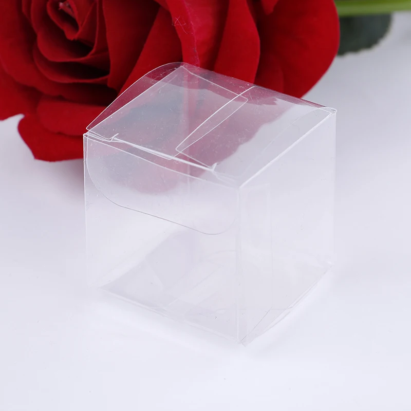 

50 шт. прозрачным верхом, Подарочная конфетная коробка квадратная ПВХ сумки шоколада Коробки для свадебных сувениров