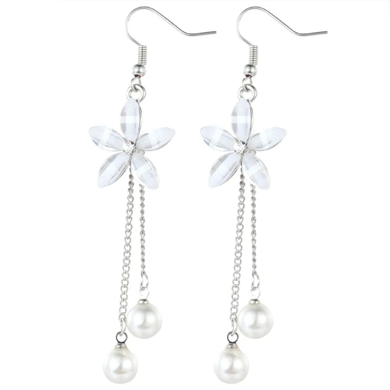 

2021 new creative pearl flower retro temperament earrings earrings ladies fringed tide earrings gifts