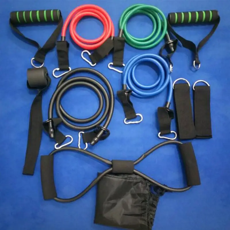 

11-piece Multi-function Resistance Band Rally Device Rally Belt Suit Arm Force Device Yoga Exercise Fitness Rubber Tubes Band