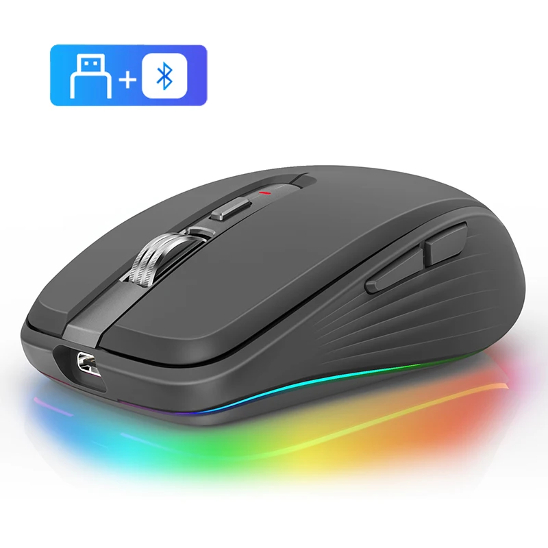 Original FMOUSE M303 Wireless Mouse Type-C Bluetooth&amp2.4G Dual Mode Rechargeable RGB USB Receiver 4 DPI Adjustable Volume | Компьютеры