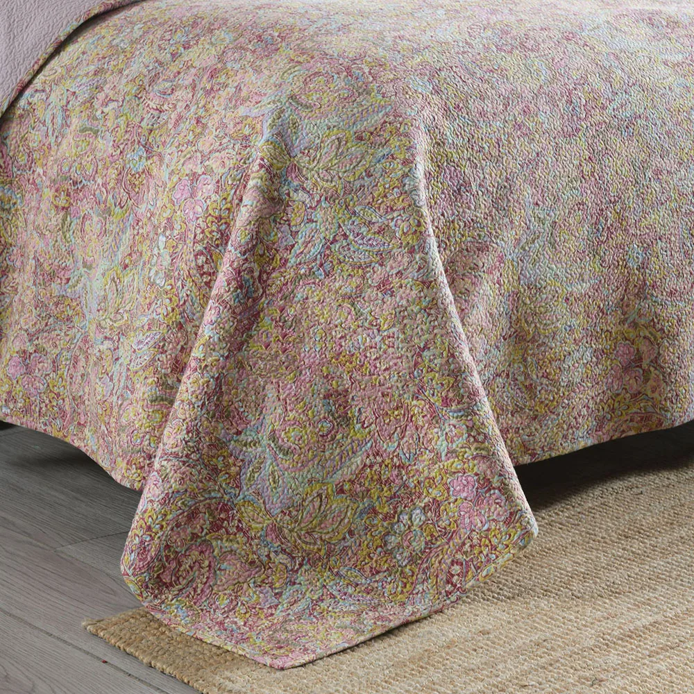 

Violet Floral Cotton Quilt 3pcs Sets Bedspread for Double Bed 2 Pillowcase Queen Size Coverlet Summer Blanket on the Bed CHAUSUB
