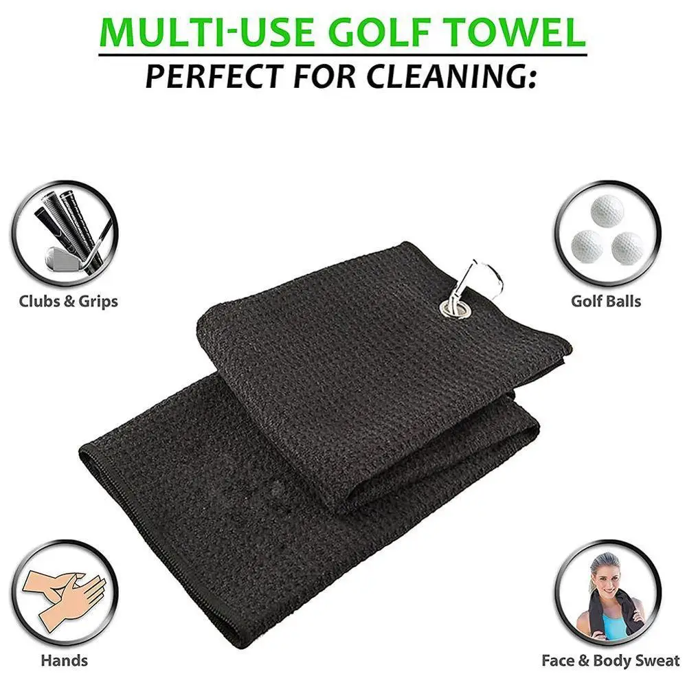 

Golf Towel Waffle Pattern Cotton With Carabiner Cleaning Towels Microfiber Hook Cleans Clubs Balls Hands Golf Towel