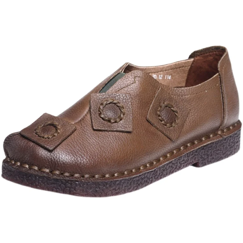 

Women Leather Flats Black Casual Low Heels Lazy Shoes for WOmen Handmade Genuine Leather Soft Ballat Flats Square Toe Loafers