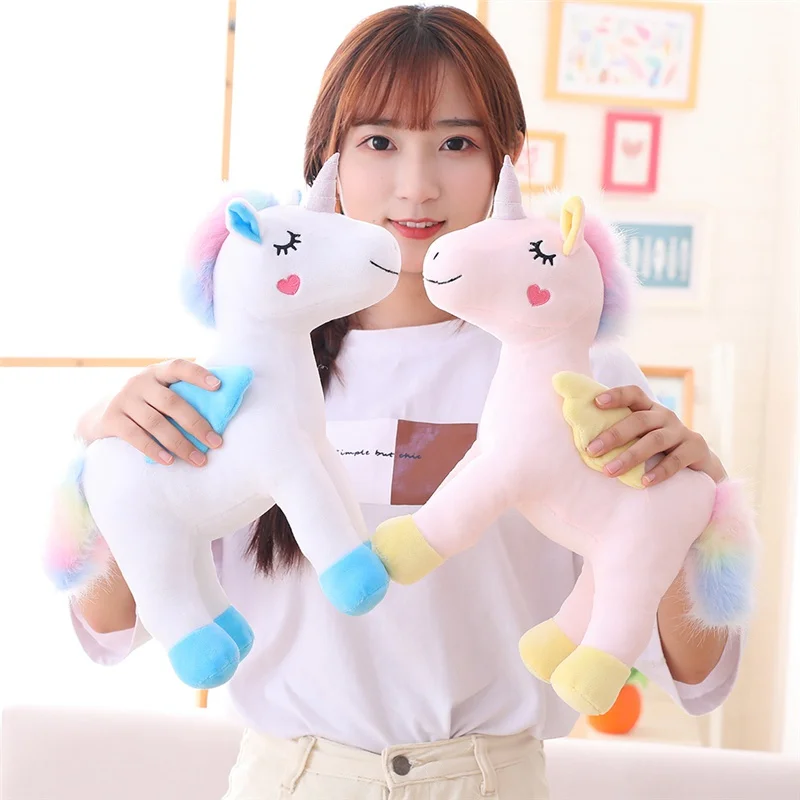 

New Kawaii Sweet Colorful Unicorn Plush Toy Soft Cartoon Animal Pink/Blue Horse Stuffed Doll Home Decoration Chil Birthday Gift