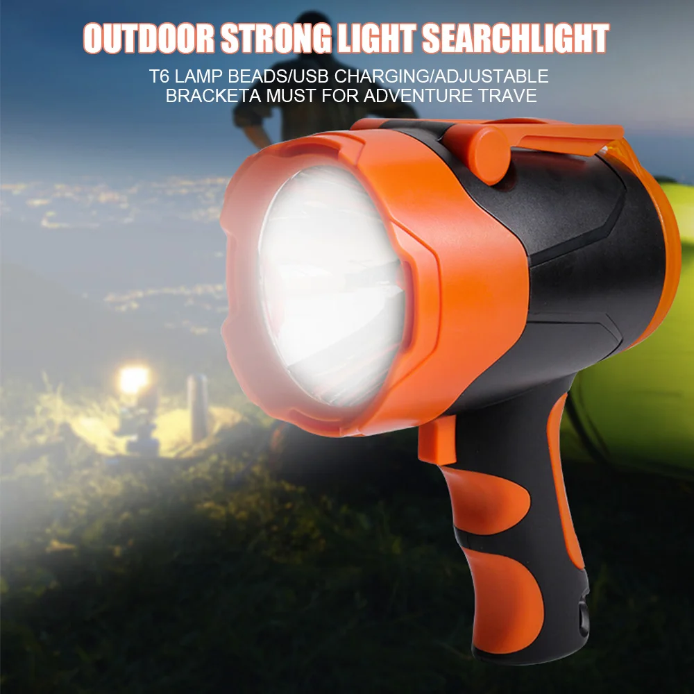 

10W 2 x 2000mA Cordless Spotlight USB Rechargeable LED Flashlight Handheld Searchlight For Camping Outdoor Lampara Led