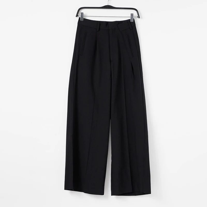 

TWOTWINSTYLE Loose Black Wide Leg Pants For Women High Waist Pleated Solid Casual Trousers Female Fashion New Clothing Spring