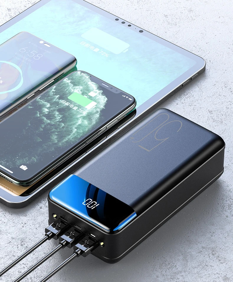 Портативное зарядное устройство 100000 мАч портативное быстрое 3 USB Внешнее для