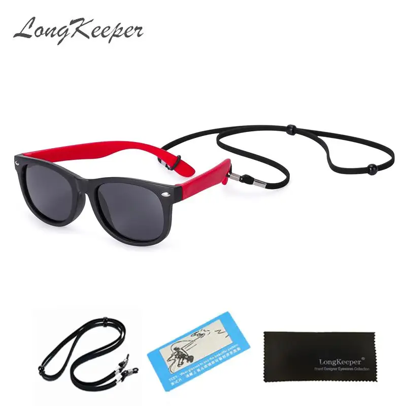 

TR90 Flexible Polarized Kids Sunglasses With Strap Shades for Boys Girls Baby Children Safety Rubber Frame Brand Gafas UV400