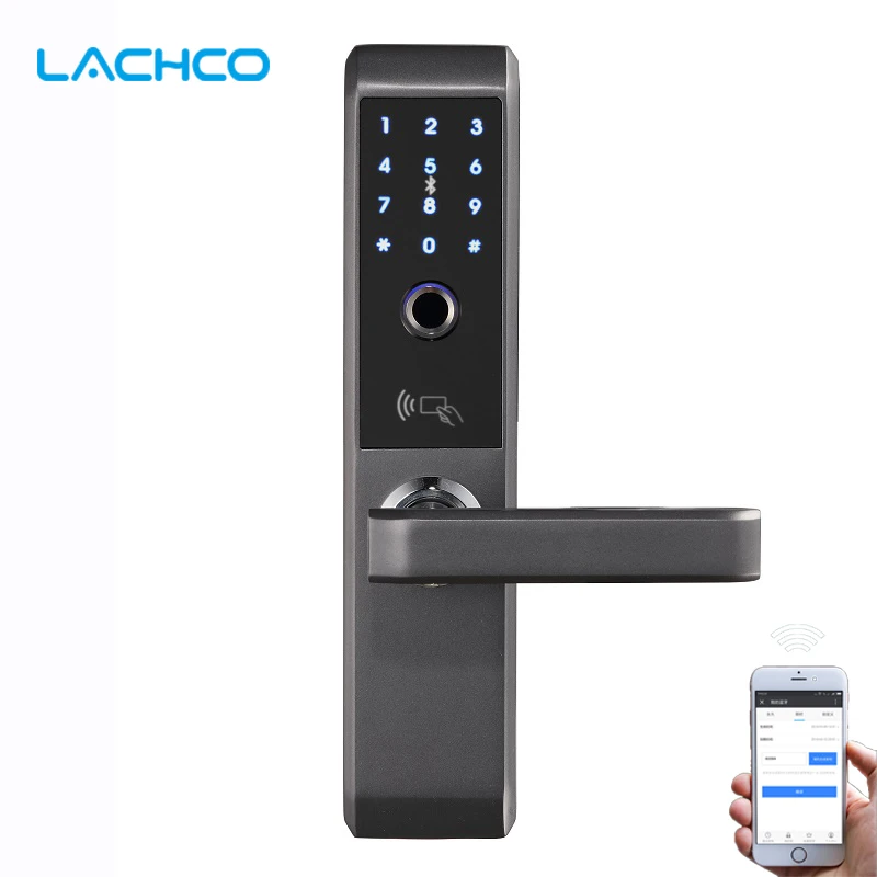 

LACHCO 2021 Bluetooth Electronic Door Lock With APP / Biometric Fingerprint / Card / Password / Key Unlock Smart Lock A2S2101