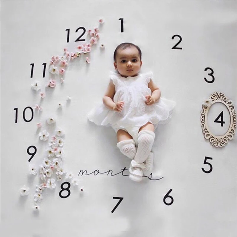 Infant Baby Milestone Blanket Photo Photography Prop Blankets Backdrop Cloth Calendar Bebe Boy Girl Photo Accessories 100x100cm