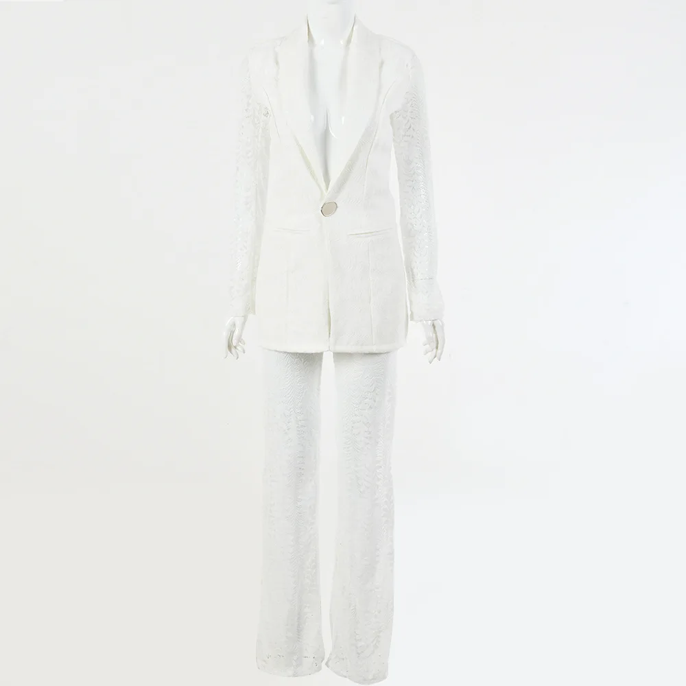 

Stitching lace embroidery Hollow out Casual pants With Wide legs