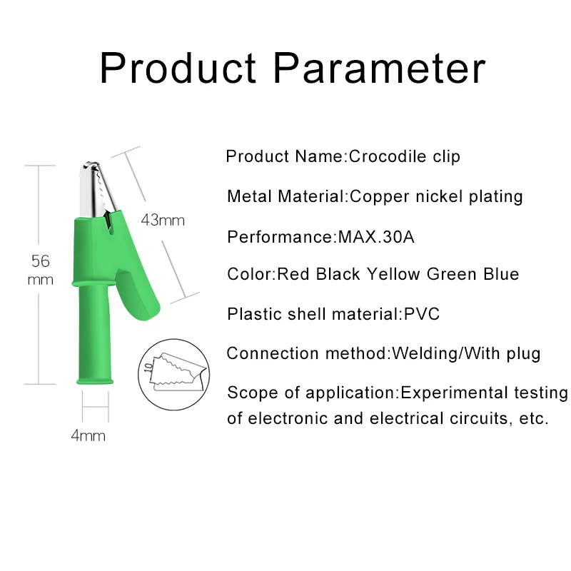 10 шт./лот 4 мм разъем батарея с высоким током чистая медь Аллигатор зажим открытие