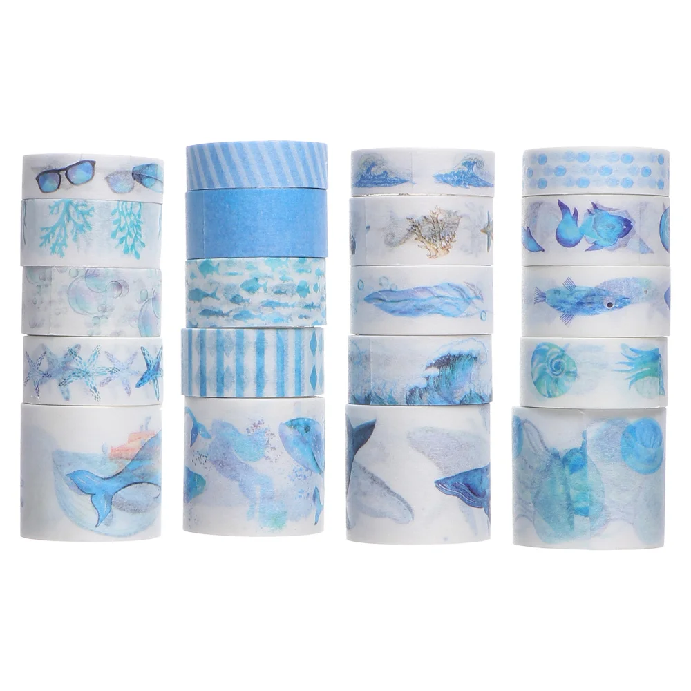 

20pcs Decorative Scrapbook Tapes DIY Sea Prinnting Tapes Adhesive Tapes