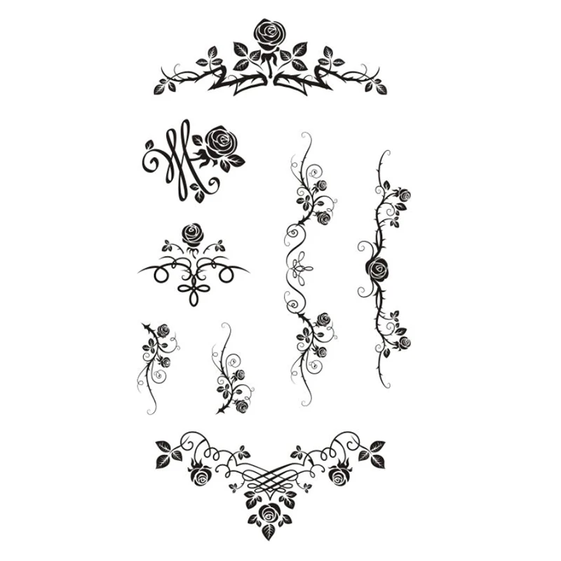 flower stamps rose banner stamps clear silicone flower border stamps