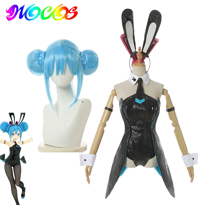 Женский костюм для косплея Мику черный с париком девочек кроликов| |