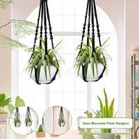 2pcs macrame plant hangershanging basket decorative boho handmade cotton rope flower pot holder indoor outdoor plant decor