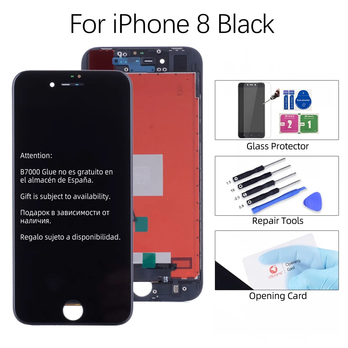 Amoled дисплей для iphone 8 lcd с 3D кодирующий преобразователь сенсорного экрана в сборе Замена для iphone 8plus lcd - Цвет: Black 8