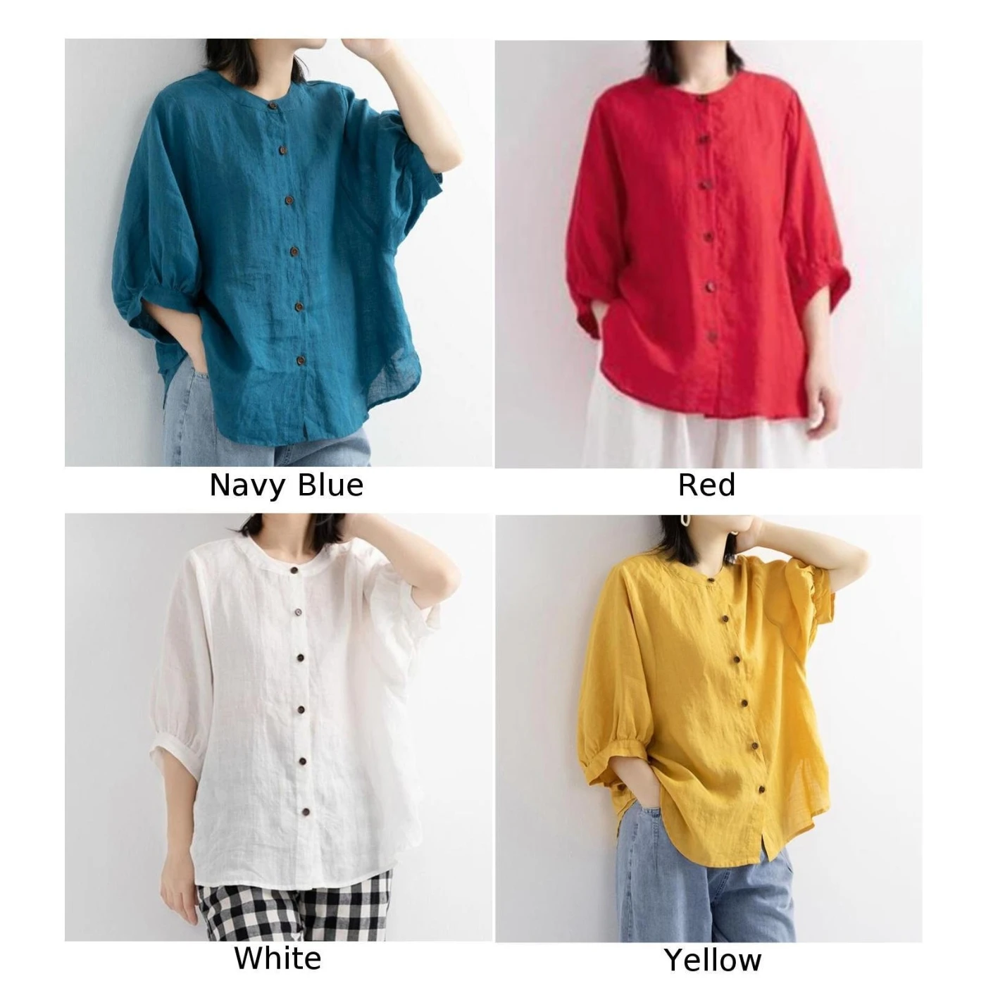

Women Shirts Casual Cotton Linen Tunic Tops Solid Long Sleeve Button Down Shirt Breathable Summer Blouse New Lady Clothes Female