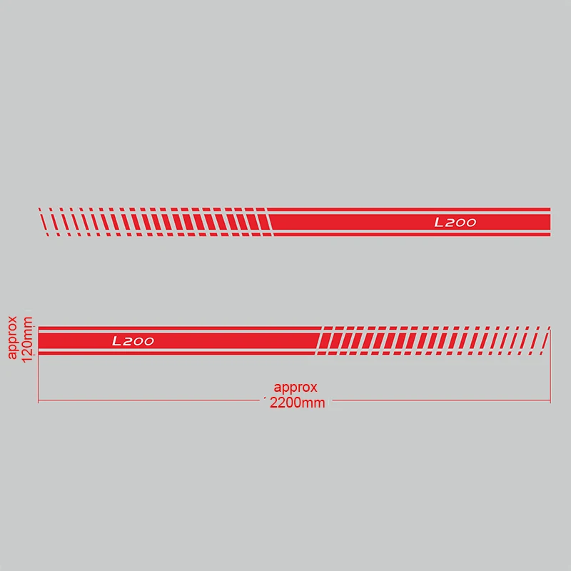 RED 2PCS 2 шт./лот для Mitsubishi L200 боковой юбки подоконник полосы тела наклейки автомобиля Стайлинг авто аксессуары - Название цвета: RED 2PCS