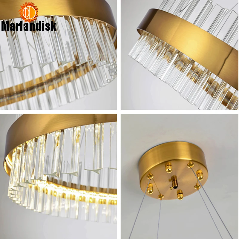 

Included LED Strip Post-modern Golden Round Indoor LED Pendant Light With High Quality Crystal In Living Room Dining Room(DZ-15)