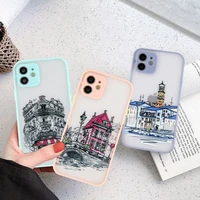 case for iphone 13 pro simple sketch city for iphone 12 mini 11 pro max x xr xs max 7 8 se 2020 soft tpu shockproof cove capa