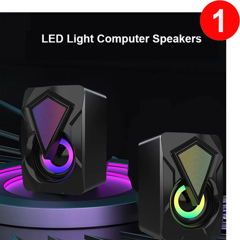 

X2 Computer Speakers with Subwoofer For PC Desktop Computer Laptop LED Colorful Lighting Home Theater System USB Wired SoundBox