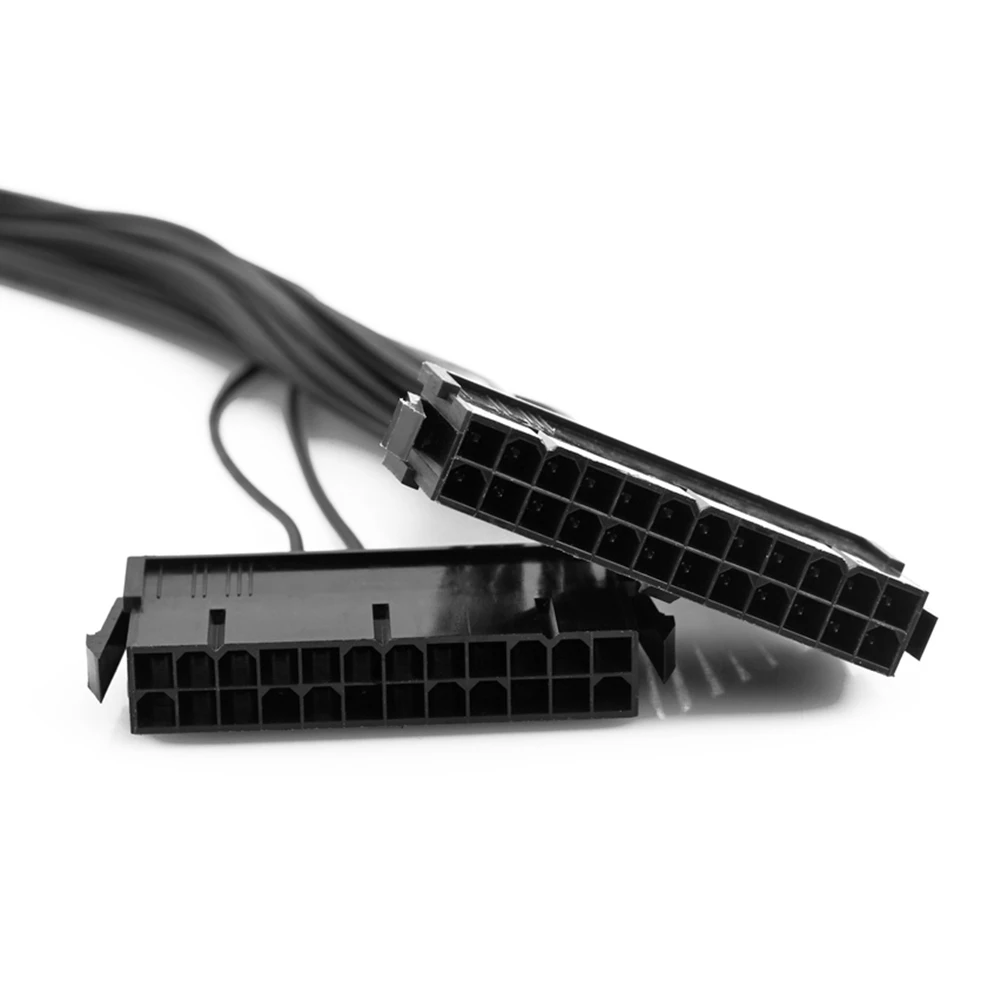 Кабель удлинитель Черный с двойным блоком питания 30 см 24 контакта ATX|Компьютерные